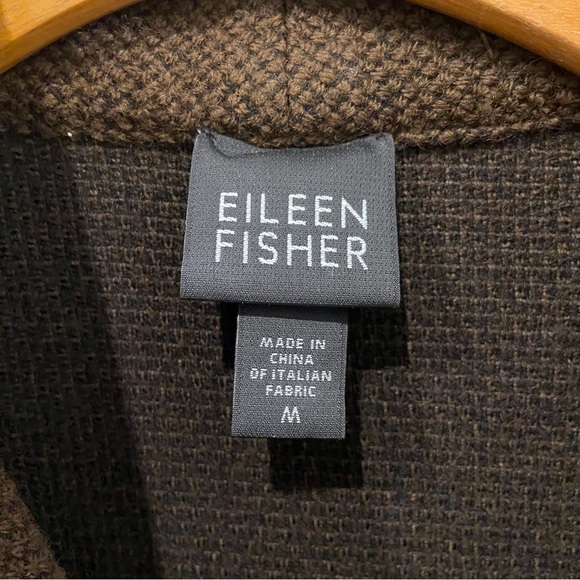 Eileen Fisher Medium Jacket Coat Cowl Neck Wool Blend Mid length Tweed - Picture 4 of 13